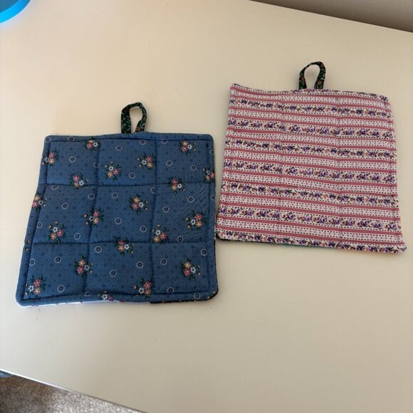 Quilted Pot Holders Handmade Matching x2 Colourful - Picture 5 of 7